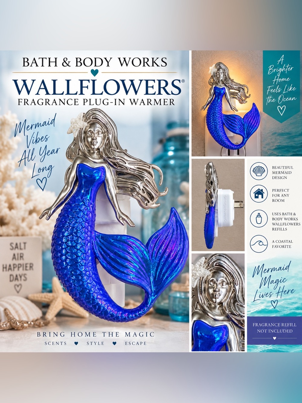 Bath & Body Works Wallflowers Mermaid Fragrance Plug-In Warmer - Blue